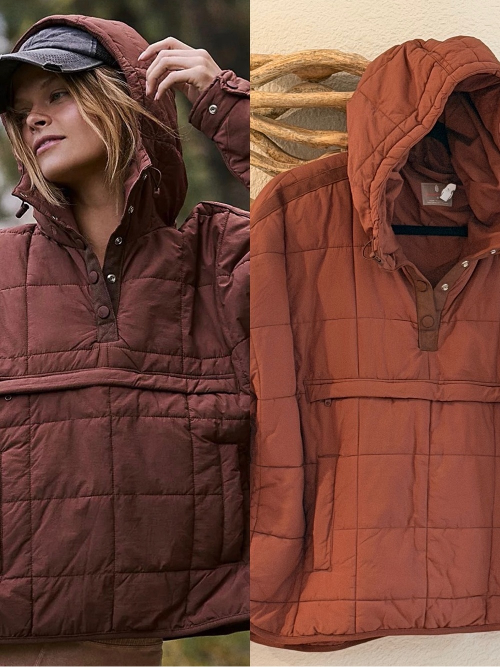 FREE PEOPLE Pippa hoodie pullover Quilted puffer Jacket shirt sz M